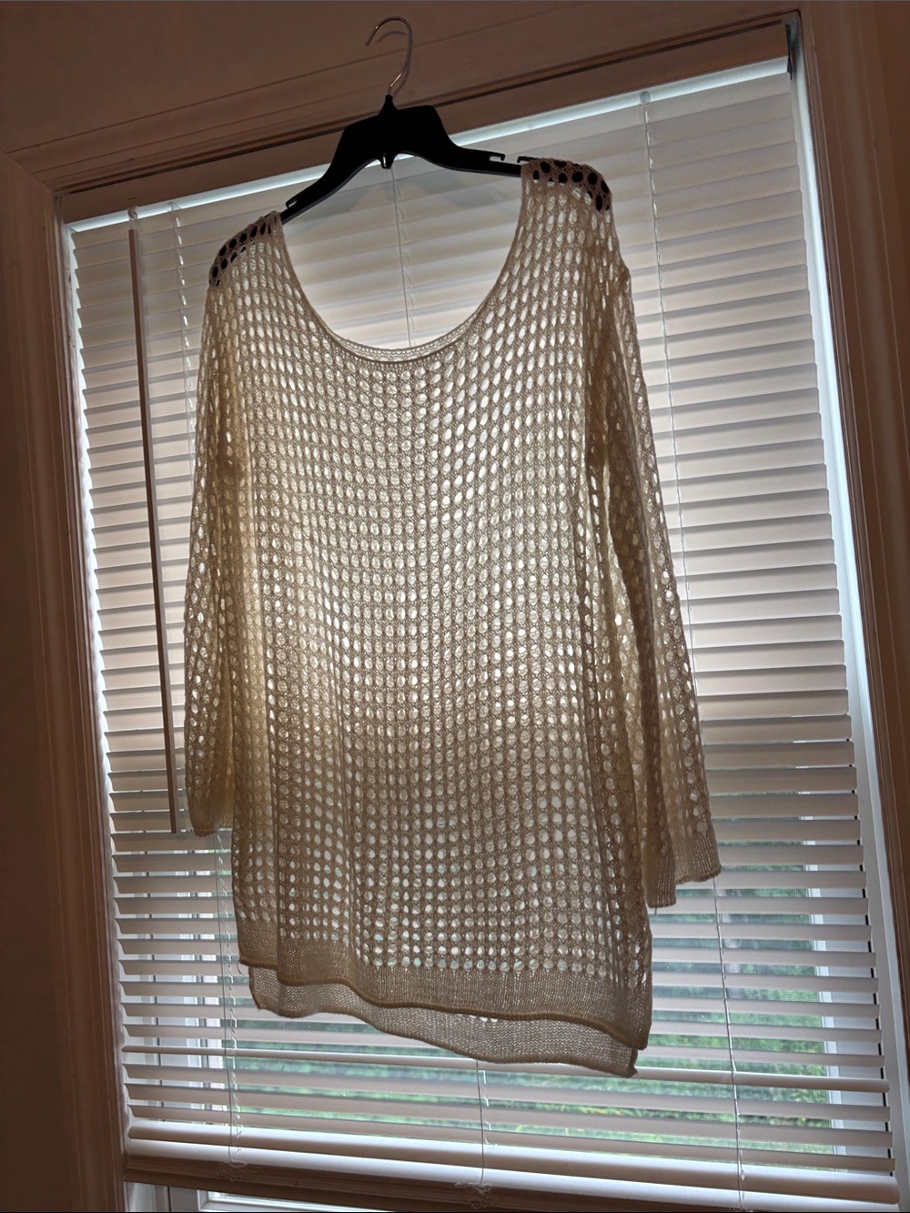 Lightweight Open-Knit Cream Sweater